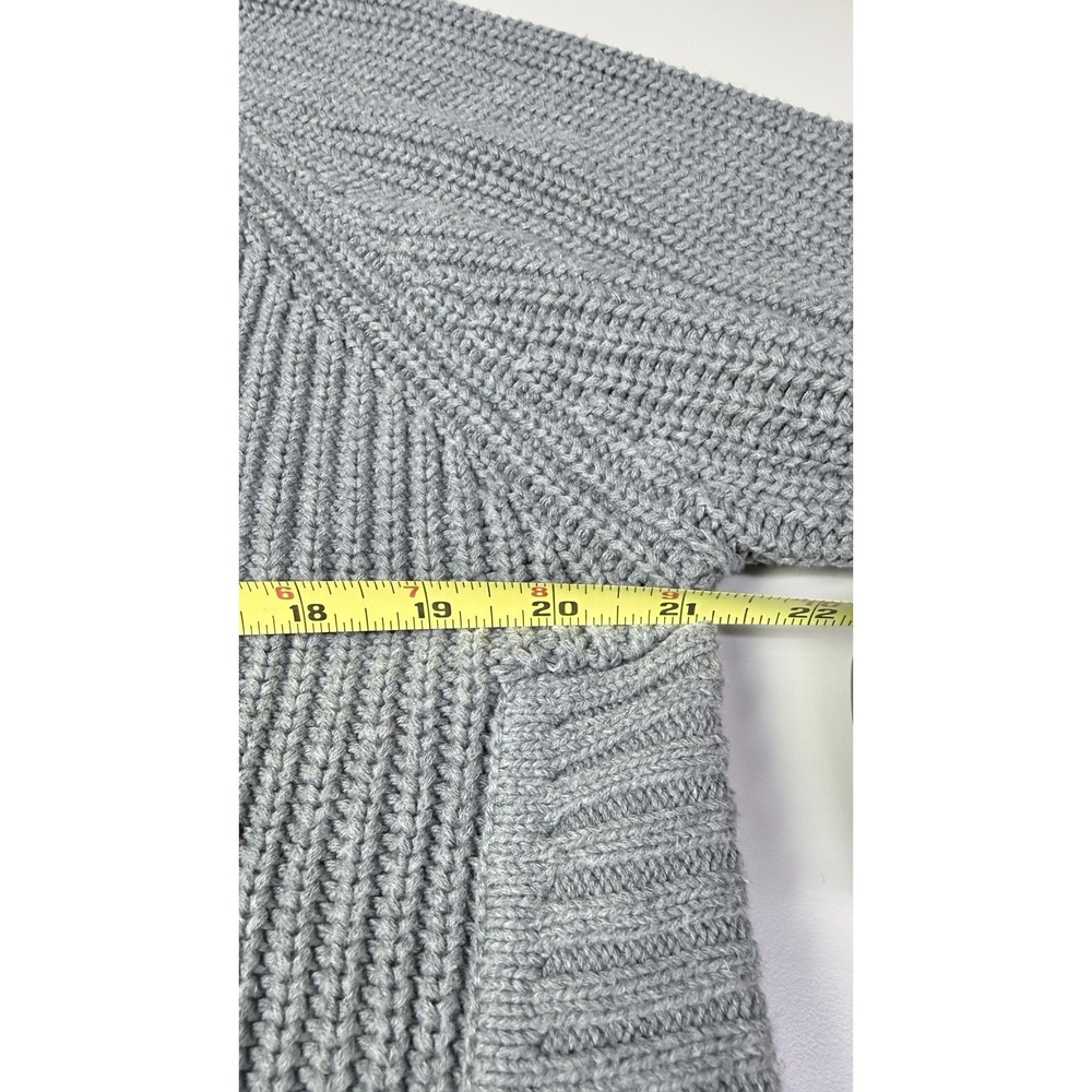 Ugg Poncho Women's Medium Grey Chunky Knit Cowl Neck Sweater Cotton 1k - Picture 9 of 13